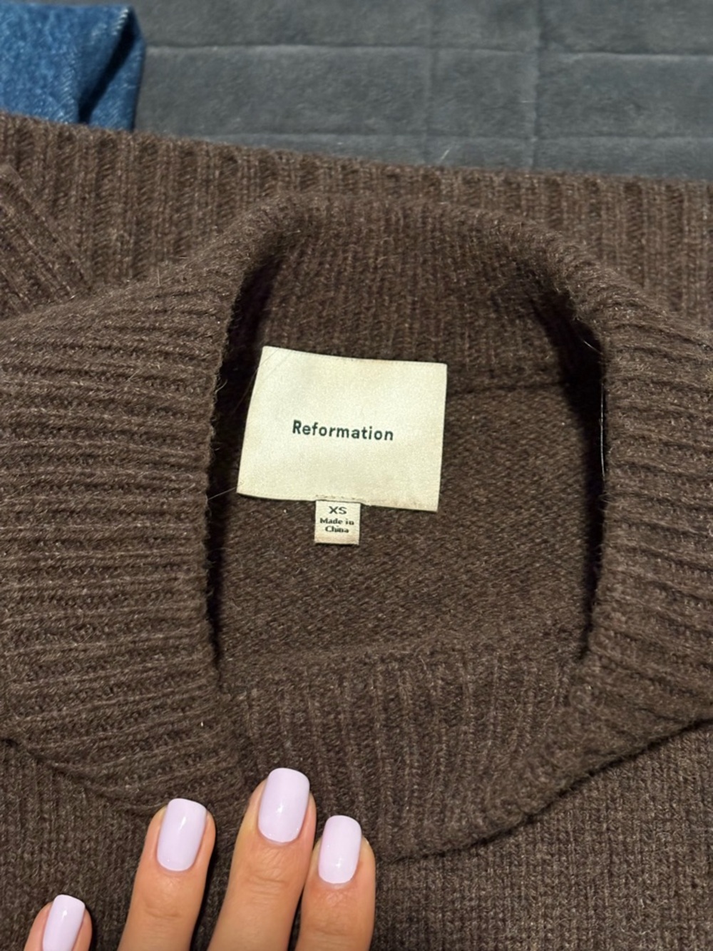 Reformation Cove Cashmere Oversized Crew - Compost - Picture 8 of 8